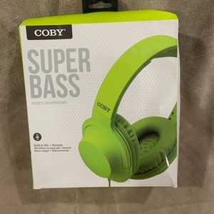 Coby brand over ear headphones in box built in mic